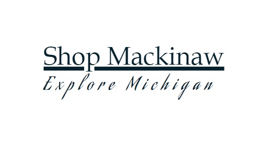 Shop Mackinaw Michigan logo with Explore Michigan subtitle